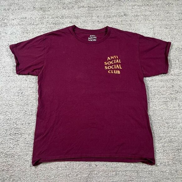 Anti Social Social Club Men’s Maroon Short Sleeve Tee T Shirt - Picture 1 of 6